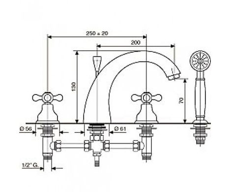 Смеситель для ванны EMMEVI DECO CLASSIC BR12120