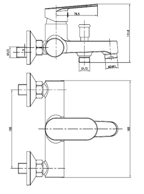 LESNA змішувач для ванни, хром, 35 ​​мм 10070 IMPRESE