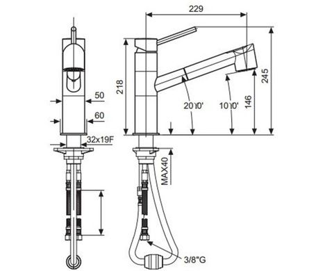 Кухонный смеситель EMMEVI PIPER CR45065