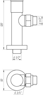 Кран вентильный угловой с американкой SOLOMON LUX 1/2" CHROM 7777 (2шт.КОМПЛЕКТ)