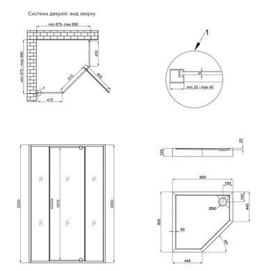 Набор Qtap душевая кабина Scorpio CRM10995-AC6 Clear 2120x900x900 мм + поддон Diamond 309912 90x90x12 см с сифоном