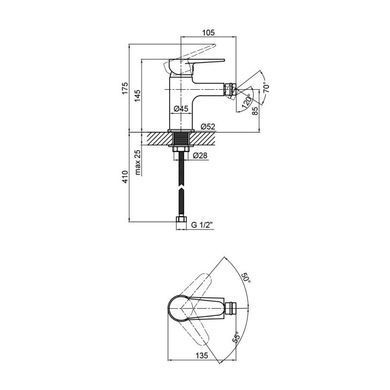 Смеситель для биде Lidz (BLA)-14 43 001AF SD00041283