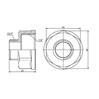 Переход SD Forte 1" 1/4х3/4" ВН SF3603220