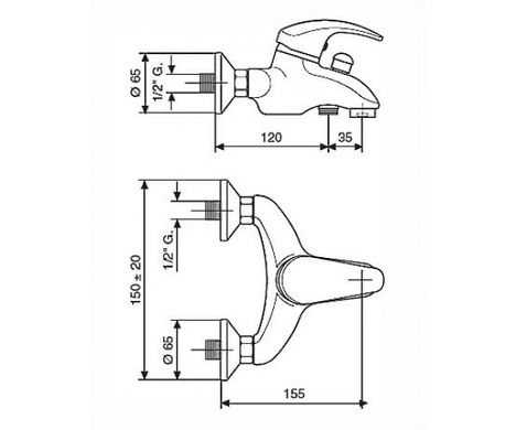 Смеситель для ванны EMMEVI ALEXA NS24001