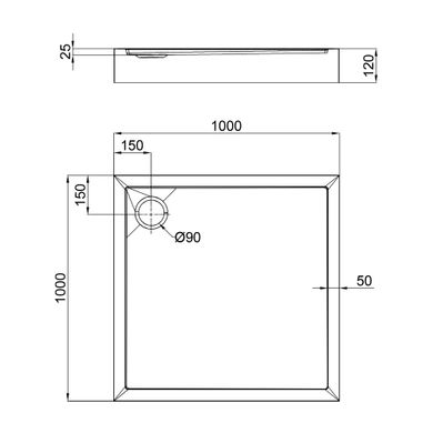 Душевой поддон Qtap Tern 301112 100x100x12 см + сифон