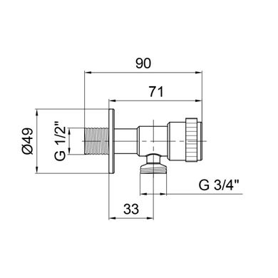 Кран приборный Lidz (NKS) 01 01 001 34 1/2"х3/4" угловой SD00041035