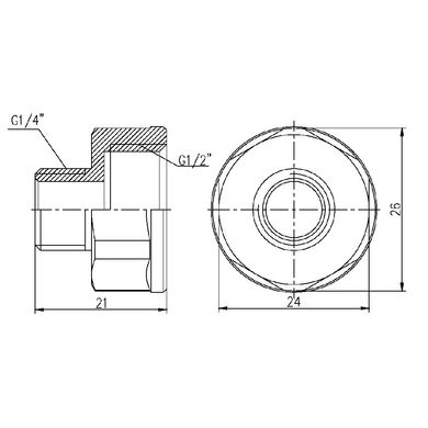 Переход SD Forte 1/2"х1/4" ВН SF360156