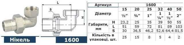 Сгон американка угловая SOLOMON 2" НИКЕЛЬ 1600