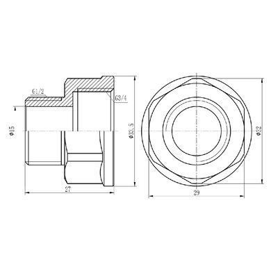 Переход SD Forte 3/4"х1/2" ВН хром SF360H2015