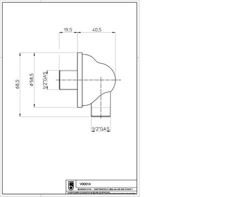 Подключение шланга BOSSINI V00014 золото