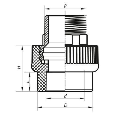 Муфта НР 40x1.1/4M PPR KOER K0100.PRO (KP0119)