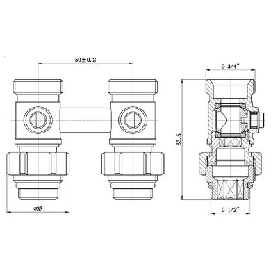 Кран шаровой SD Forte 3/4"х1/2" для радиатора нижний SF251W15