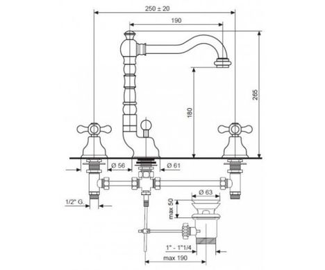 Смеситель для умывальника EMMEVI Deco BR12643