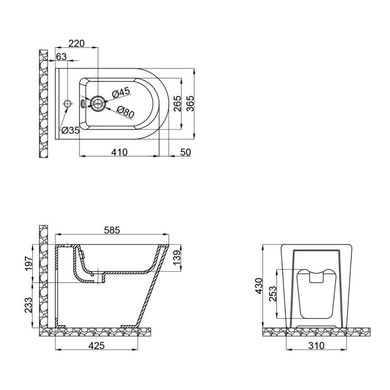 Биде напольное Qtap Scorpio QT14441003CW SD00042532