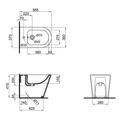 Биде напольное Qtap Stork QT15443378W SD00042523