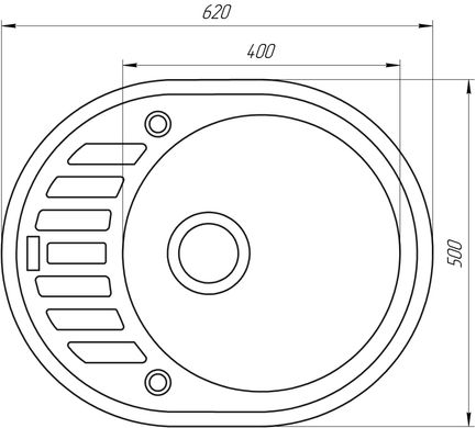 Гранитная мойка Globus Lux ARNO серый металлик 620х500