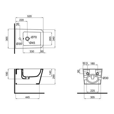 Биде подвесное Qtap Crow QT05555370W SD00040387