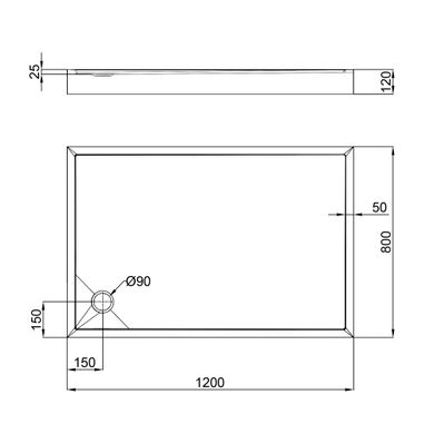 Душевой поддон Qtap Tern 3012812 120x80x12 см + сифон TERN3012812 SD00046991