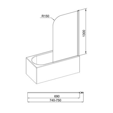 Штора на ванну Qtap Standard CRM407513APR Pear SD00039719