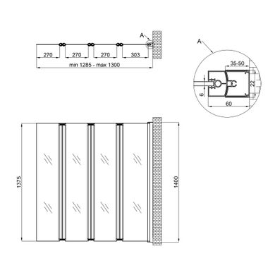 Штора на ванну Qtap Gemini WHI401314RP6 стекло Pear 6 мм, 130x140 см