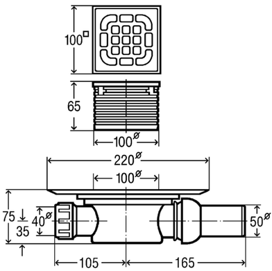 VIEGA 557119 ADVANTIX трап для ванной, горизонтальный D50