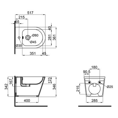 Биде подвесное Qtap Scorpio QT1455053FMB SD00042531