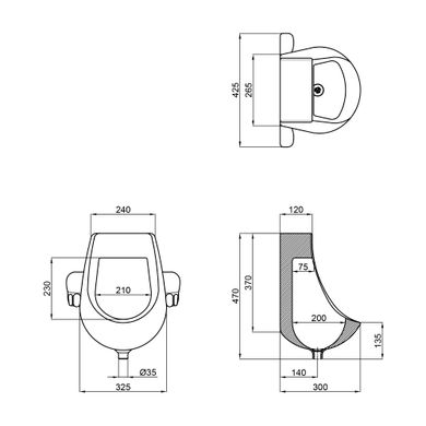 Писсуар подвесной детский Qtap Baby 420х300х465 White с рисунком QT2388U460EWD