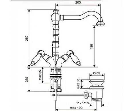 Смеситель для раковины EMMEVI DECO CERAMICA BR121613