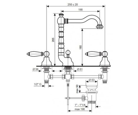 Смеситель для умывальника EMMEVI DECO BR121643