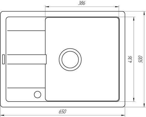 Гранитная мойка Globus Lux ONE миндаль 650х500