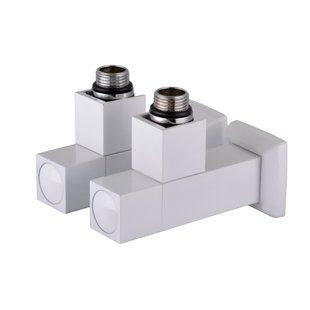 Набір Кран вентильний кутовий із американкою SOLOMON LUX 1/2" CUBE WHITE 8888 (2шт.)