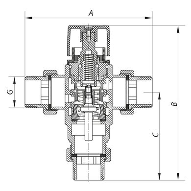 Клапан смесительный термостатический трехходовой 3/4'" (с накидн. гайками) KOER KR.1258 (KR2818)