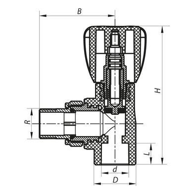 Вентиль радіаторний кутовий PPR 25x3/4 (KOER K0168.PRO) (KP0217)