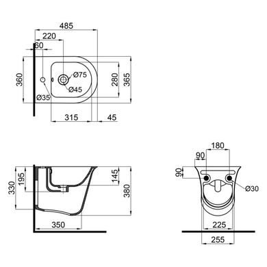 Биде подвесное Qtap Virgo QT1855051FW SD00042549