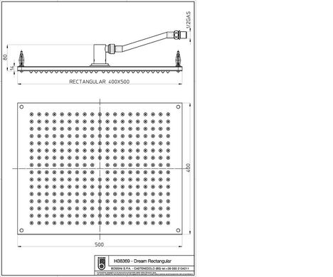 Лейка душевая Bossini DREAM Rectangular H38369 золото